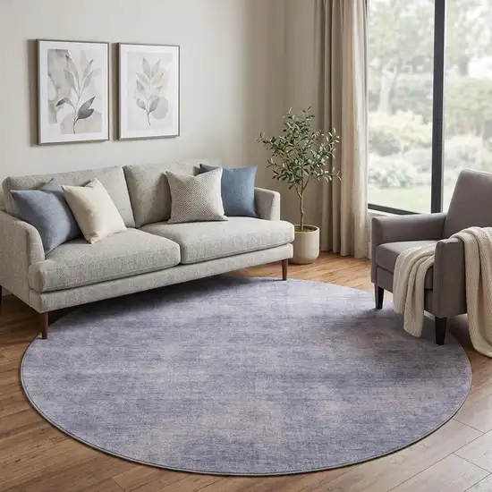8' Purple And Lavender Abstract Washable Round Rug With UV Protection Photo 1