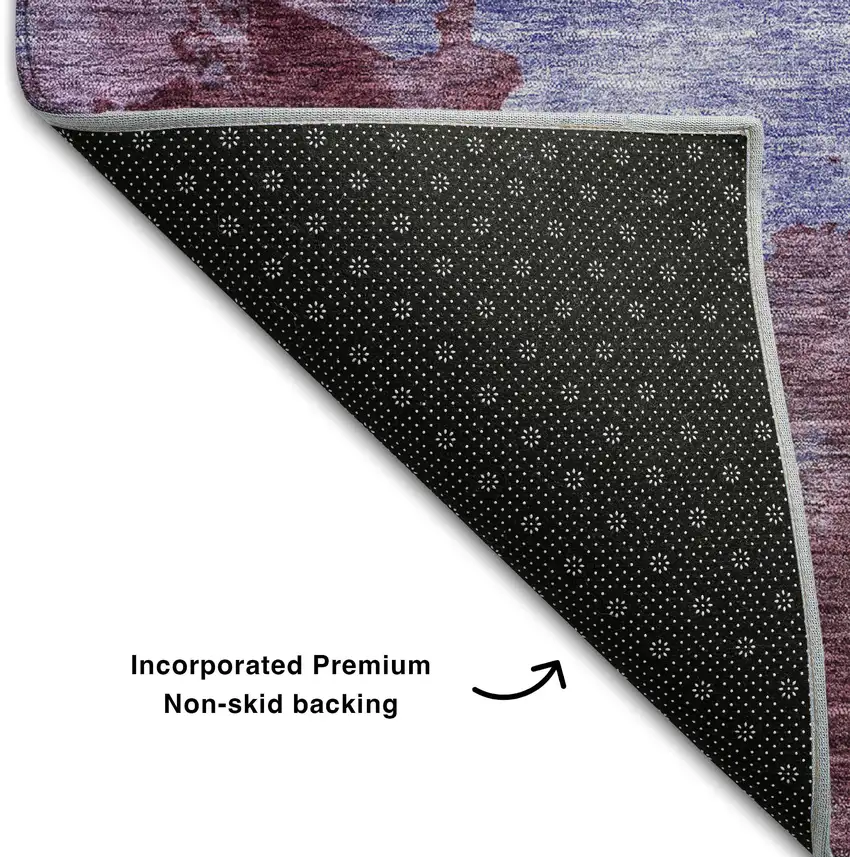 8' Purple And Lavender Abstract Washable Round Rug With UV Protection Photo 4