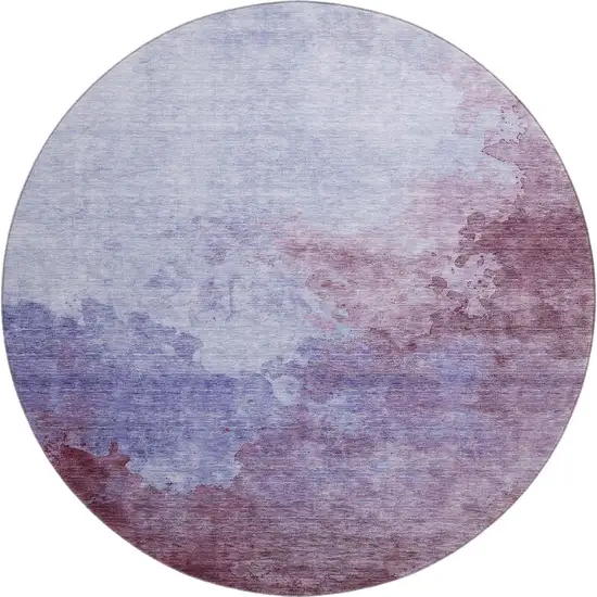 8' Purple And Lavender Abstract Washable Round Rug With UV Protection Photo 1