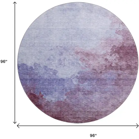 8' Purple And Lavender Abstract Washable Round Rug With UV Protection Photo 8