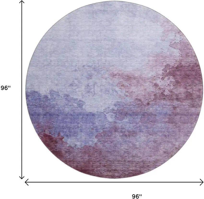 8' Purple And Lavender Abstract Washable Round Rug With UV Protection Photo 8
