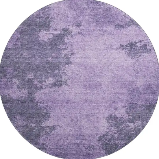 8' Purple And Lavender Abstract Washable Round Rug With UV Protection Photo 4