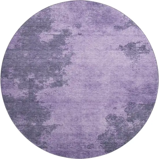 8' Purple And Lavender Abstract Washable Round Rug With UV Protection Photo 1