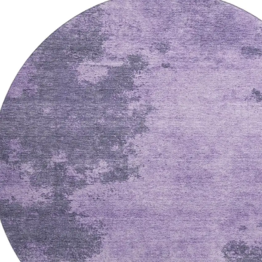 8' Purple And Lavender Abstract Washable Round Rug With UV Protection Photo 2