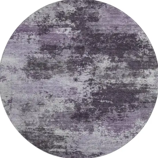8' Purple And Lavender Abstract Washable Round Rug With UV Protection Photo 3
