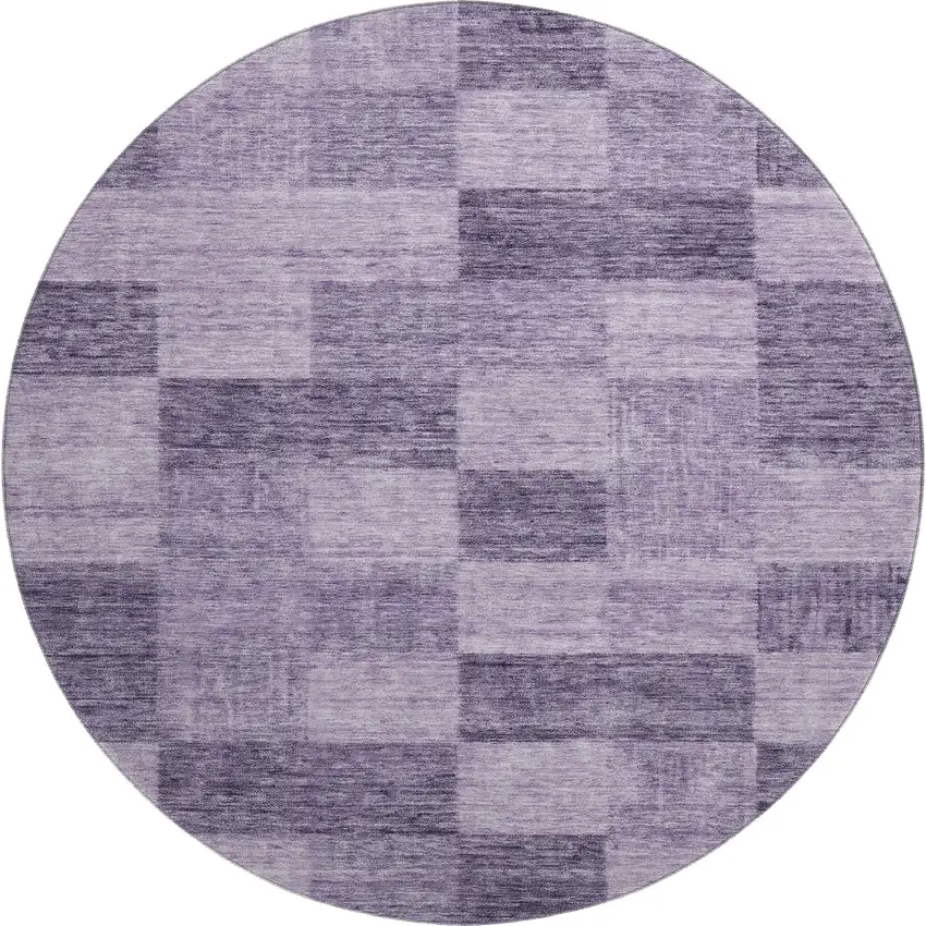 8' Purple And Lavender Geometric Washable Round Rug With UV Protection Photo 1