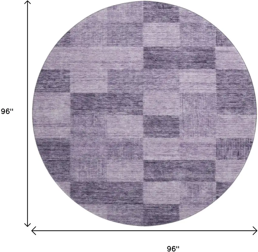 8' Purple And Lavender Geometric Washable Round Rug With UV Protection Photo 9