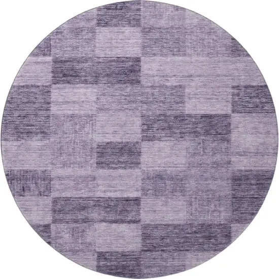 8' Purple And Lavender Geometric Washable Round Rug With UV Protection Photo 3