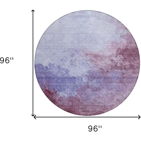 8' Purple And Lavender Round Abstract Washable Indoor Outdoor Area Rug Photo 8