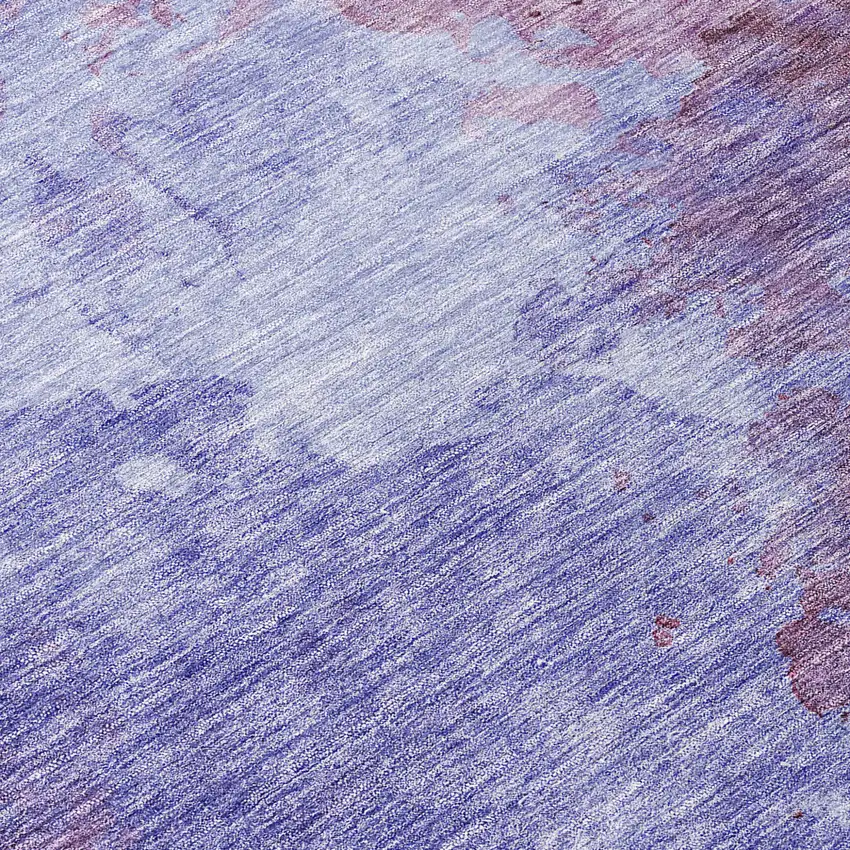 8' Purple And Lavender Round Abstract Washable Indoor Outdoor Area Rug Photo 9