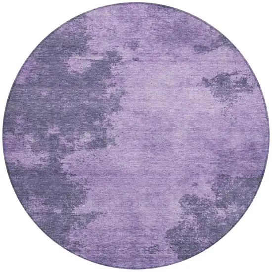 8' Purple And Lavender Round Abstract Washable Indoor Outdoor Area Rug Photo 3