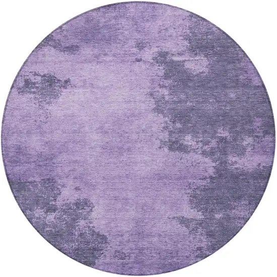 8' Purple And Lavender Round Abstract Washable Indoor Outdoor Area Rug Photo 4