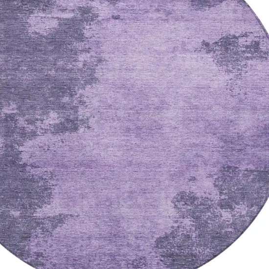 8' Purple And Lavender Round Abstract Washable Indoor Outdoor Area Rug Photo 8