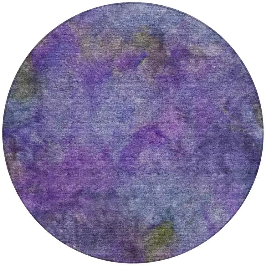 8' Purple And Lavender Round Abstract Washable Indoor Outdoor Area Rug Photo 4