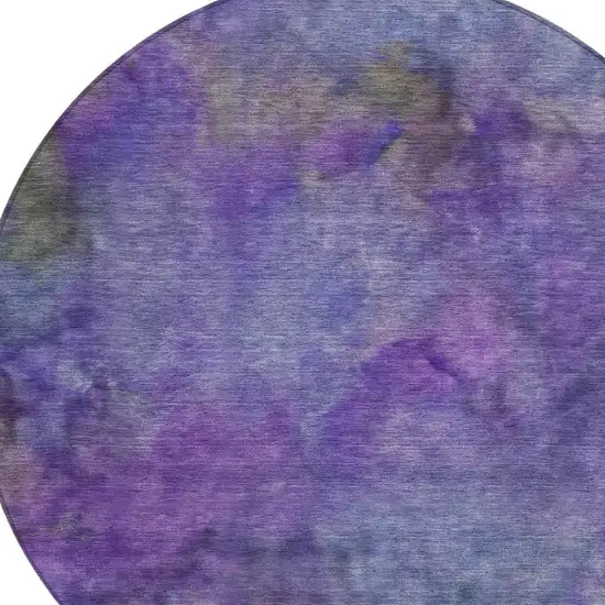 8' Purple And Lavender Round Abstract Washable Indoor Outdoor Area Rug Photo 7