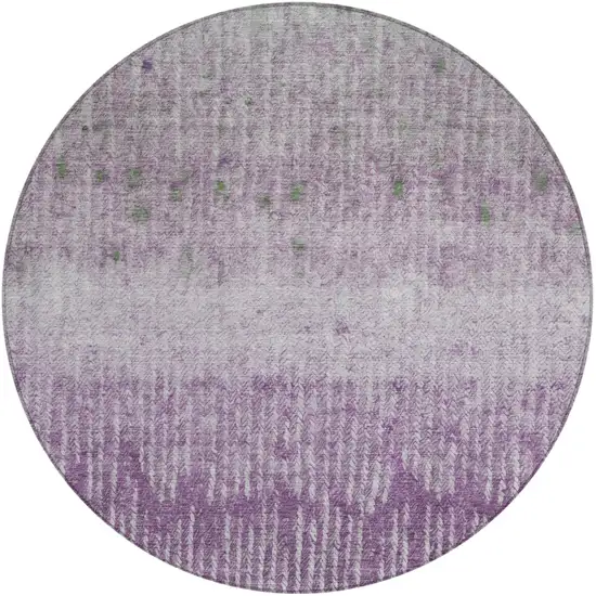 8' Purple And Lavender Round Abstract Washable Indoor Outdoor Area Rug Photo 2