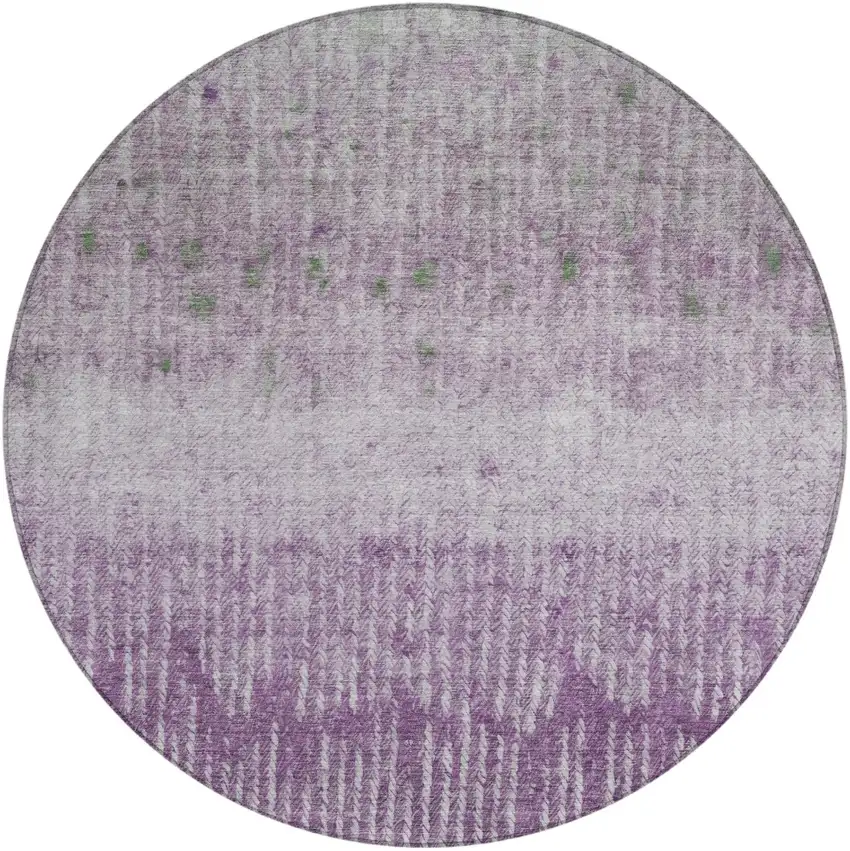 8' Purple And Lavender Round Abstract Washable Indoor Outdoor Area Rug Photo 2