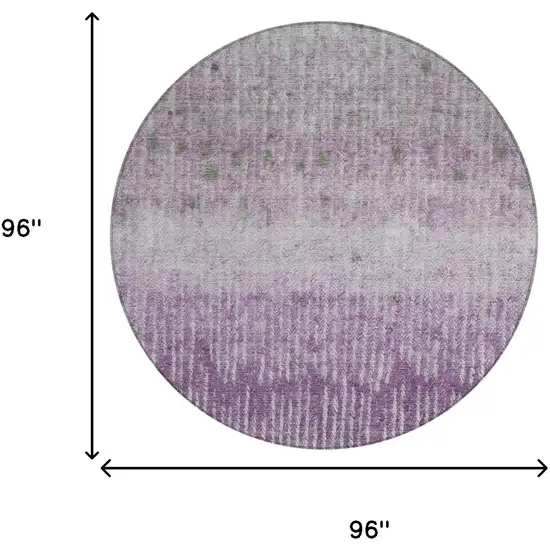 8' Purple And Lavender Round Abstract Washable Indoor Outdoor Area Rug Photo 5