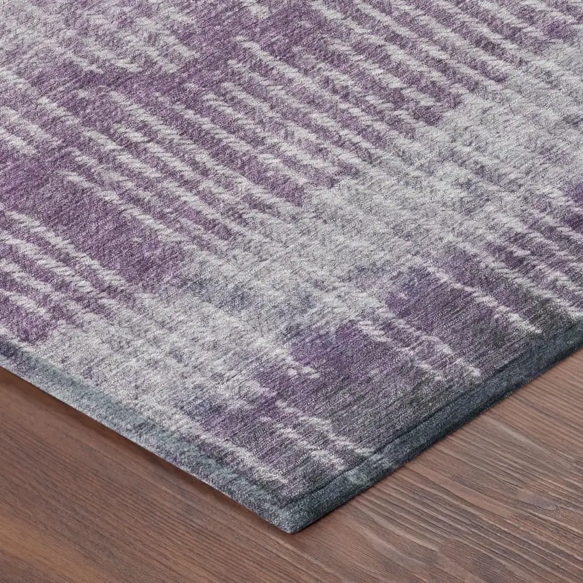 8' Purple And Lavender Round Abstract Washable Indoor Outdoor Area Rug Photo 3