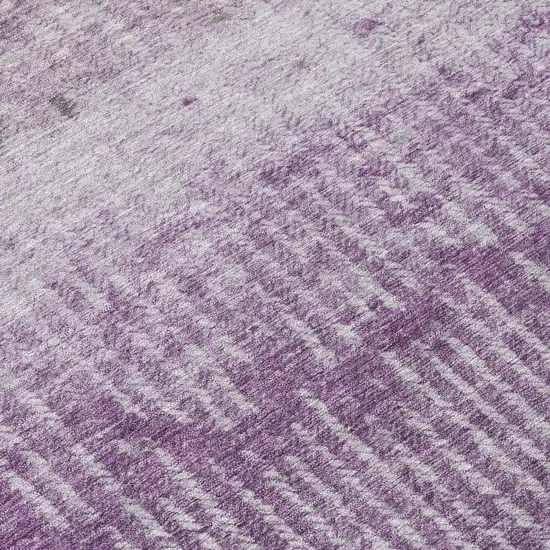 8' Purple And Lavender Round Abstract Washable Indoor Outdoor Area Rug Photo 4