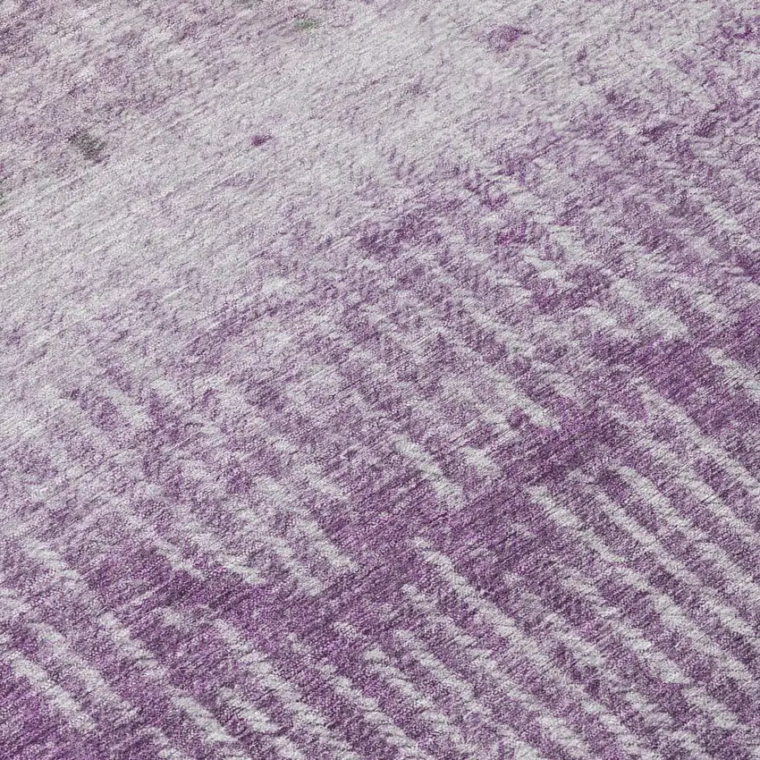 8' Purple And Lavender Round Abstract Washable Indoor Outdoor Area Rug Photo 4