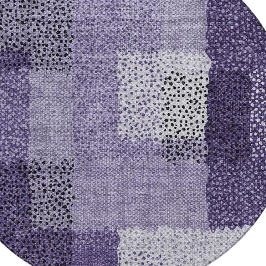 8' Purple And Lavender Round Abstract Washable Indoor Outdoor Area Rug Photo 2