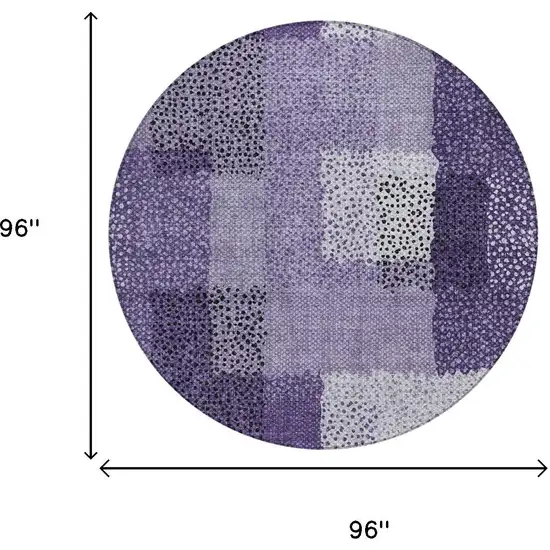 8' Purple And Lavender Round Abstract Washable Indoor Outdoor Area Rug Photo 6