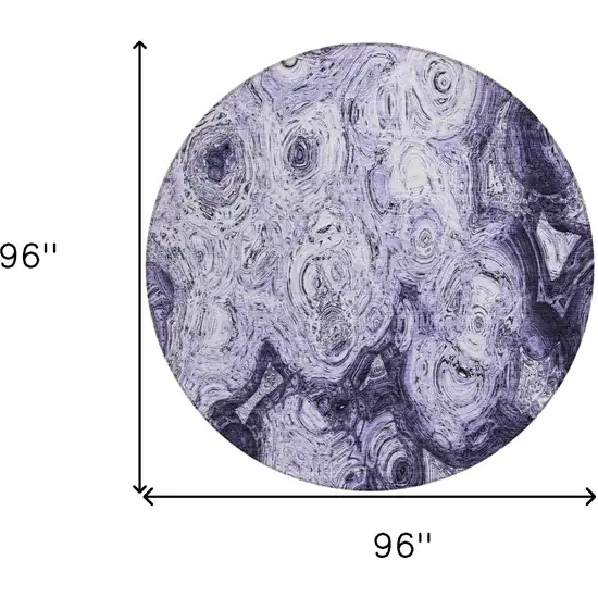 8' Purple And Lavender Round Abstract Washable Indoor Outdoor Area Rug Photo 3