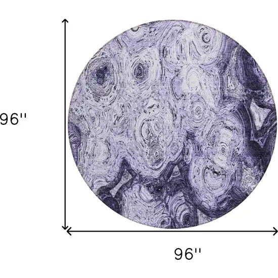 8' Purple And Lavender Round Abstract Washable Indoor Outdoor Area Rug Photo 3