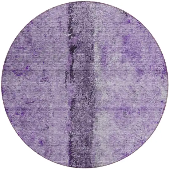 8' Purple And Lavender Round Abstract Washable Indoor Outdoor Area Rug Photo 2
