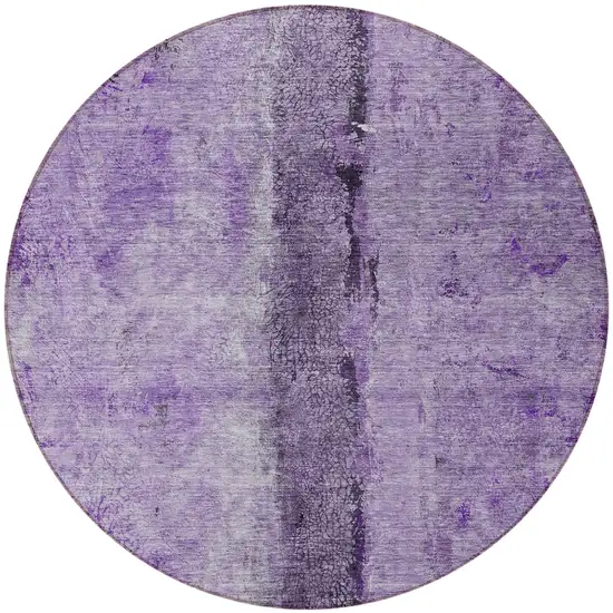 8' Purple And Lavender Round Abstract Washable Indoor Outdoor Area Rug Photo 5