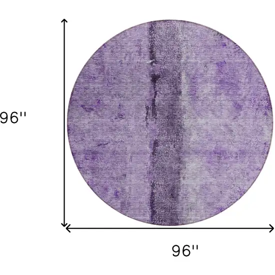8' Purple And Lavender Round Abstract Washable Indoor Outdoor Area Rug Photo 3