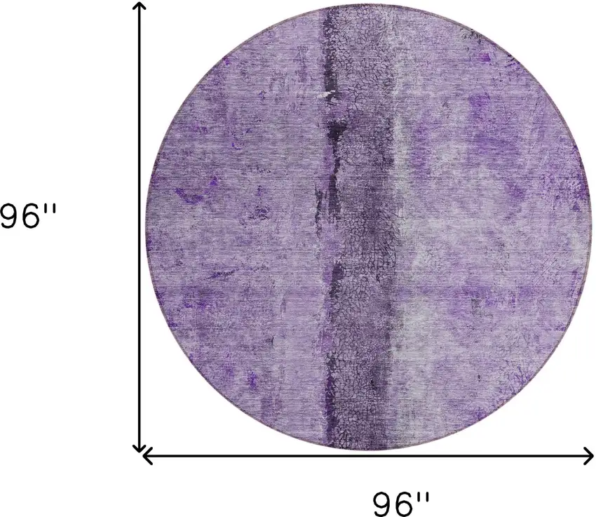 8' Purple And Lavender Round Abstract Washable Indoor Outdoor Area Rug Photo 3
