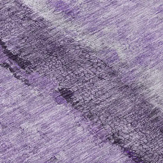 8' Purple And Lavender Round Abstract Washable Indoor Outdoor Area Rug Photo 4