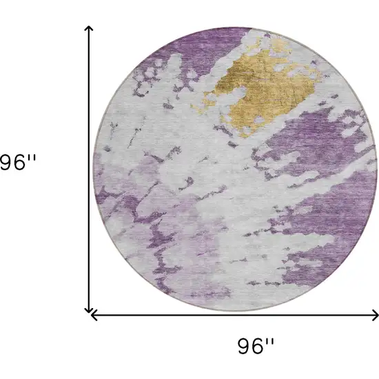 8' Purple And Lavender Round Abstract Washable Indoor Outdoor Area Rug Photo 3