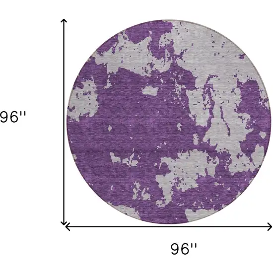 8' Purple And Lavender Round Abstract Washable Indoor Outdoor Area Rug Photo 3