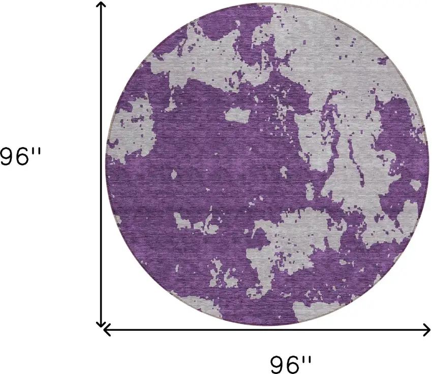 8' Purple And Lavender Round Abstract Washable Indoor Outdoor Area Rug Photo 3
