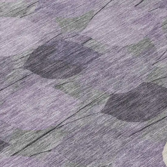 8' Purple And Lavender Round Floral Washable Indoor Outdoor Area Rug Photo 7