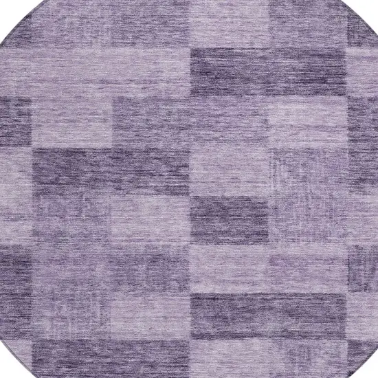 8' Purple And Lavender Round Geometric Washable Indoor Outdoor Area Rug Photo 5