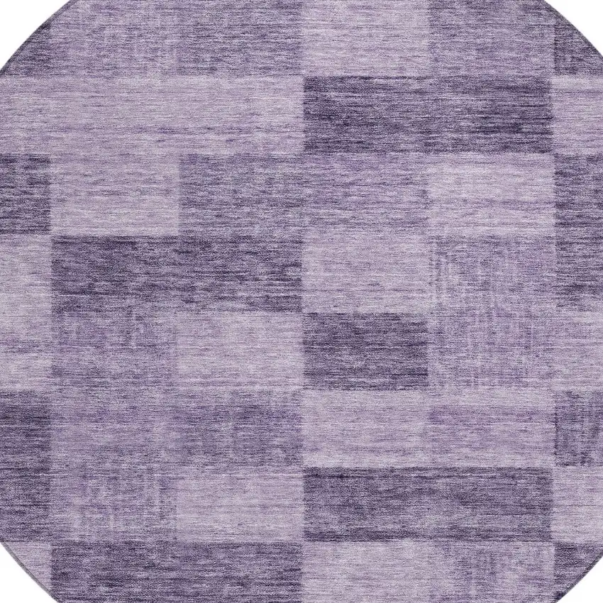 8' Purple And Lavender Round Geometric Washable Indoor Outdoor Area Rug Photo 5