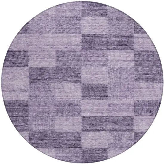 8' Purple And Lavender Round Geometric Washable Indoor Outdoor Area Rug Photo 2