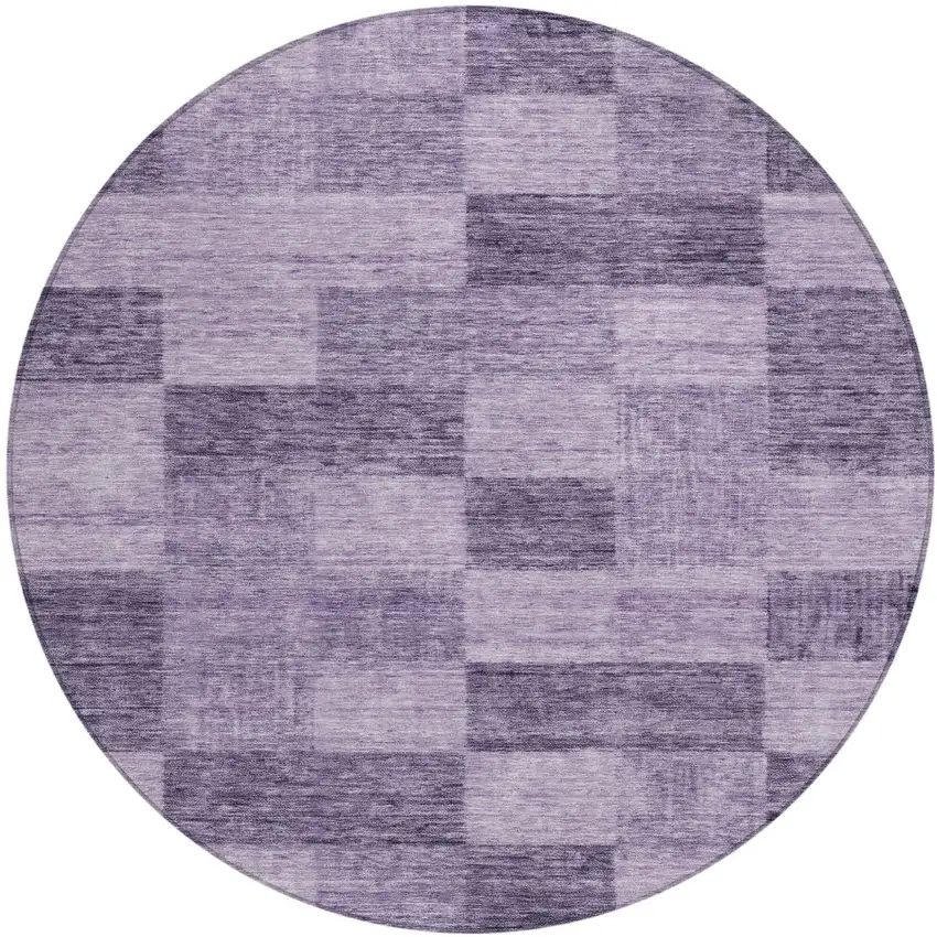 8' Purple And Lavender Round Geometric Washable Indoor Outdoor Area Rug Photo 2