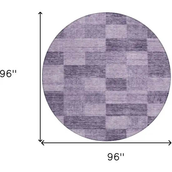 8' Purple And Lavender Round Geometric Washable Indoor Outdoor Area Rug Photo 9