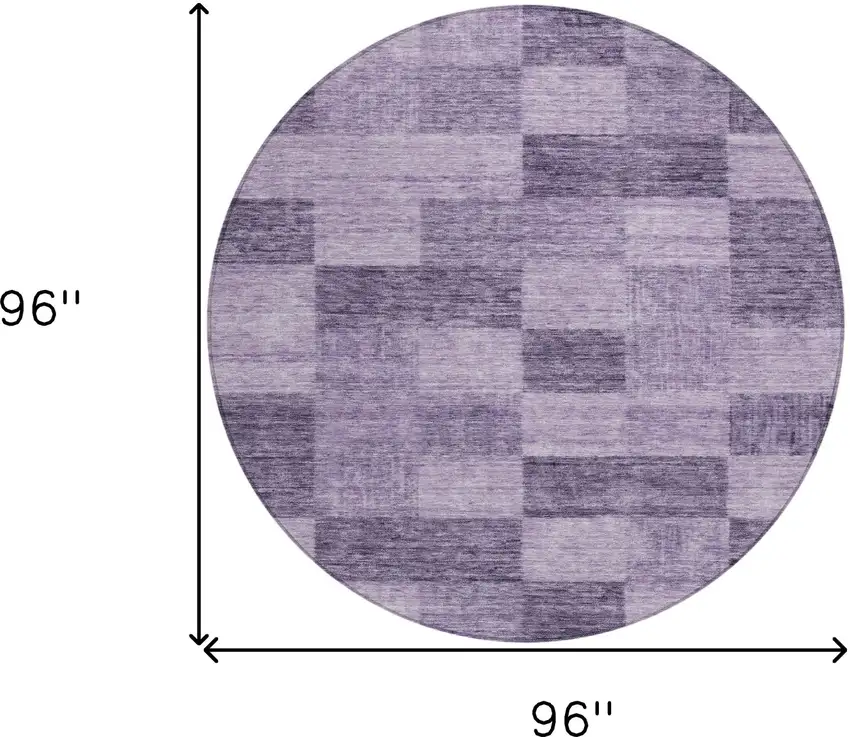 8' Purple And Lavender Round Geometric Washable Indoor Outdoor Area Rug Photo 9
