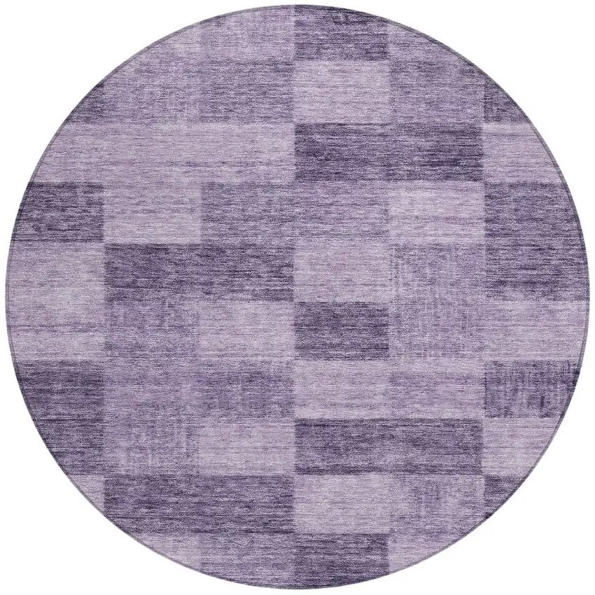 8' Purple And Lavender Round Geometric Washable Indoor Outdoor Area Rug Photo 6