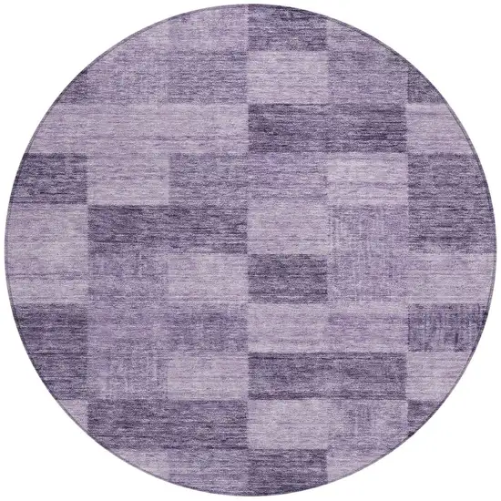 8' Purple And Lavender Round Geometric Washable Indoor Outdoor Area Rug Photo 6