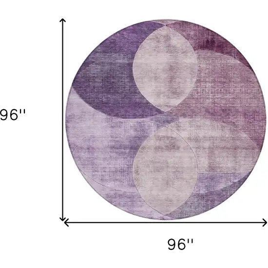 8' Purple And Lavender Round Geometric Washable Indoor Outdoor Area Rug Photo 9