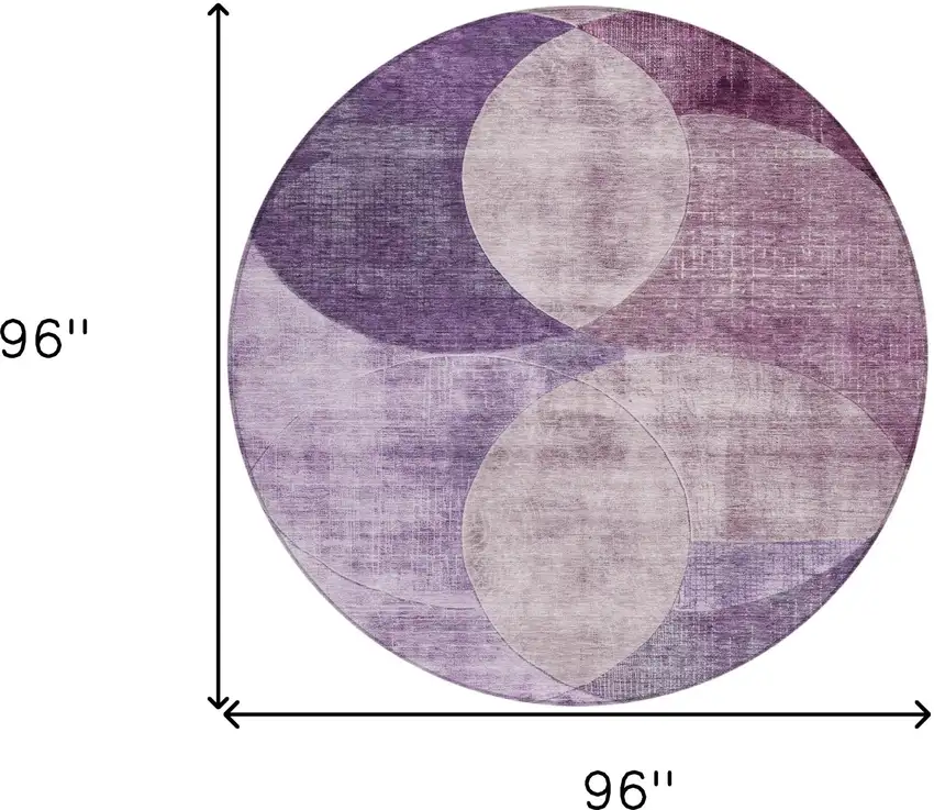 8' Purple And Lavender Round Geometric Washable Indoor Outdoor Area Rug Photo 9