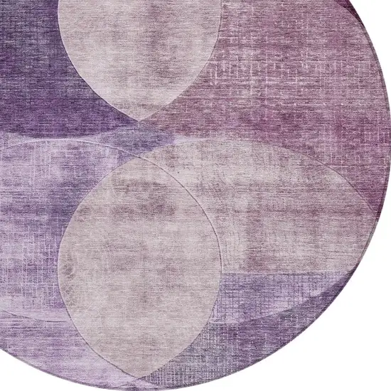 8' Purple And Lavender Round Geometric Washable Indoor Outdoor Area Rug Photo 5