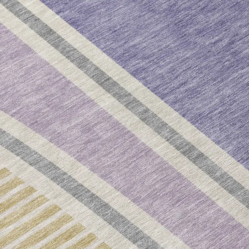 8' Purple And Lavender Round Geometric Washable Indoor Outdoor Area Rug Photo 7